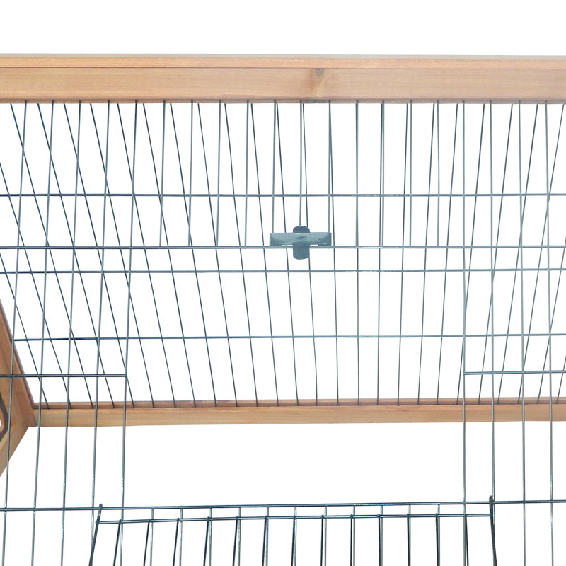 Parc pour lapin 46 po x 24 po jaune en bois - extérieur avec fil de roulement et de ventilation