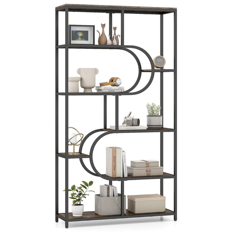 176cm H x 30cm W Metal Standard Bookcase, Brown/Black