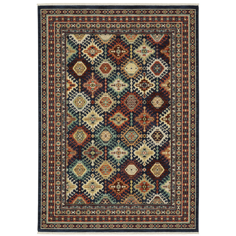 Tapis géométrique en laine tissé à la machine en gris / brun, Rectangle 2 pi x 3 pi