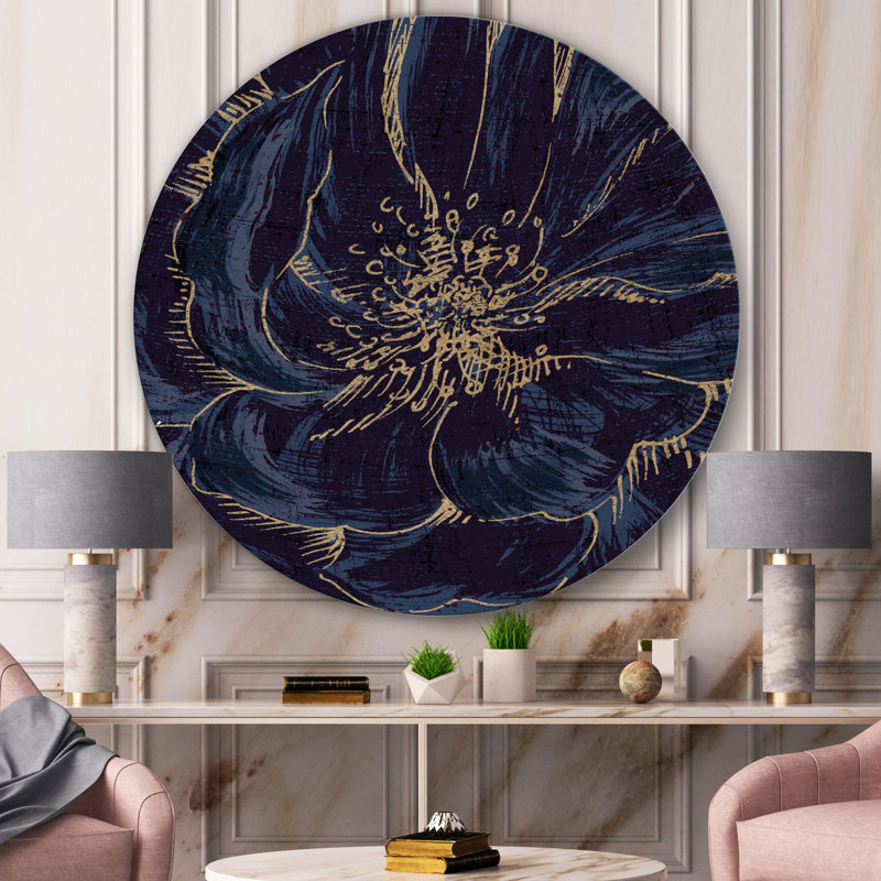 « dark rose gilded gold »-impression sur cercle métallique, H 23 po x l 23 po x P 1 po