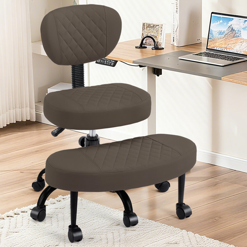 Ergonomic Office Chair with Adjustable Footrest for Cross-Legged Sitting, Desk Chair with Wheels for Home Office, Meditation & ADHD Focus