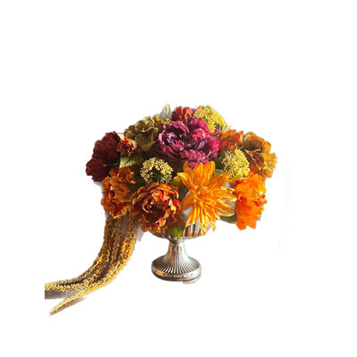 Bouquet floral piédestal doré 18 pi x 18 po pivoine Dahlia