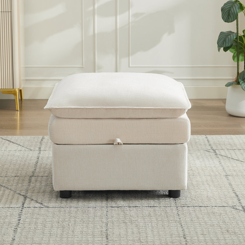 Repose-pieds carré avec rangement 27,2 po, Beige
