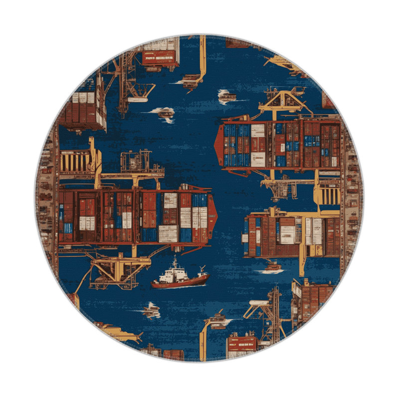 Tapis intérieur et extérieur gris Transport, Rond 5 pi