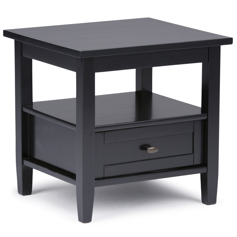 Table de bout moderne en bois massif de 20 po de largeur, Noir