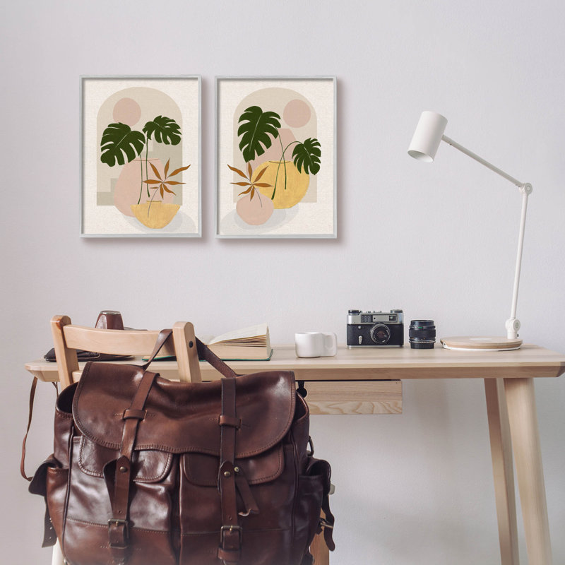 Boho Monstera Archway Landscape, ensemble de 2 giclées encadrées par Janet Tava, H 14 po x l 11 po x P 1,5 po