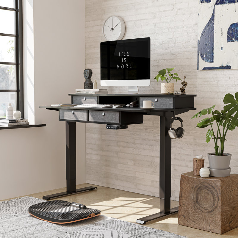 Bureau debout à hauteur ajustable Euri, Noir, H 50 po x l 48 po x P 24 po