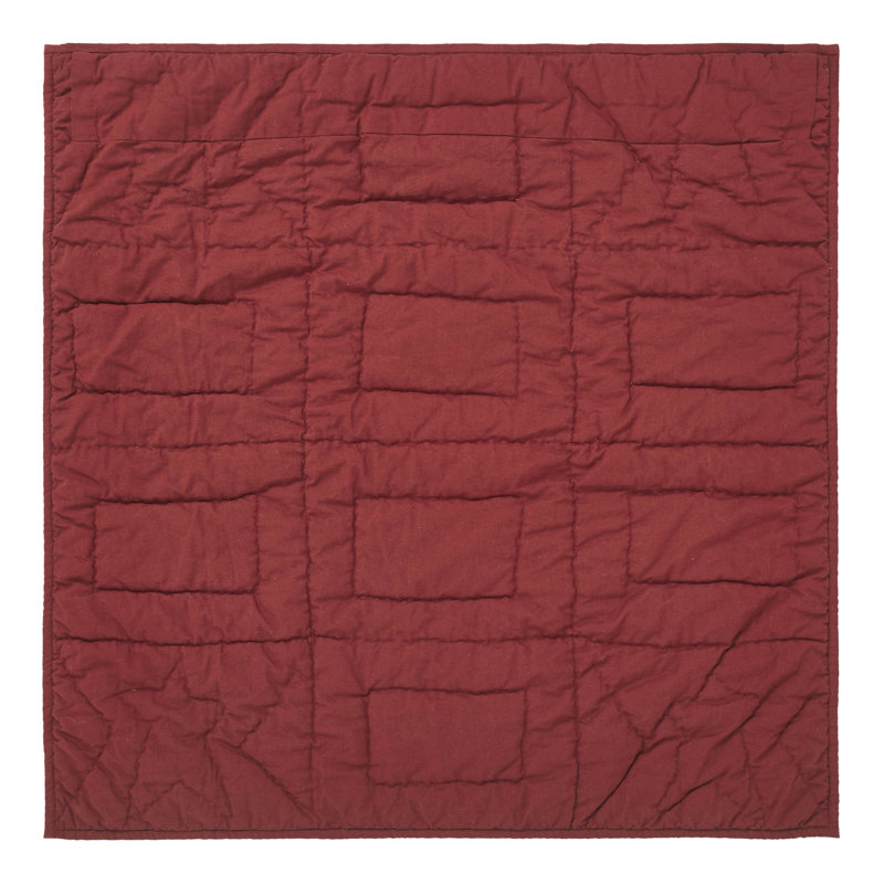 Burgundy and Beige Cotton Quilted Lap Throw 30x30
