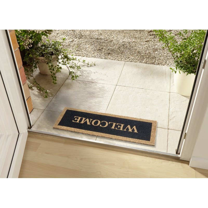 Mix Mats Black Welcome Border Doormat