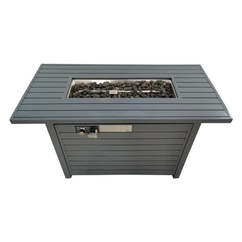 Table de foyer d'extérieur avec couvercle, Gris