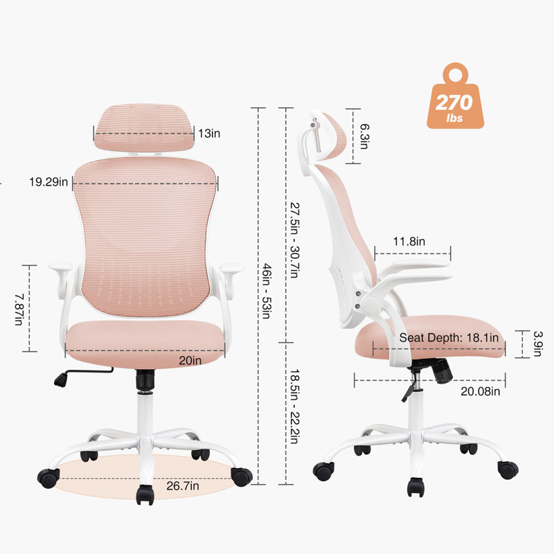 Riegelsville Mesh Office Task Chair with Headrest, Pink