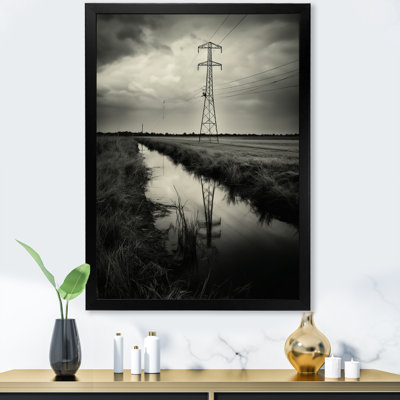 " Black And White Power Lines Horizon II "