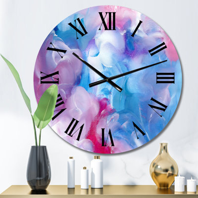 Bleu et rouge abstrait nuages - horloge murale moderne