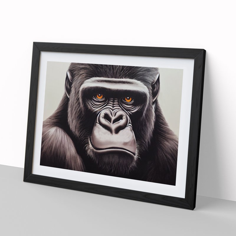 Gorilla - Single Picture Frame Print, 34cm H x 46cm W x 2cm D, Black Framed