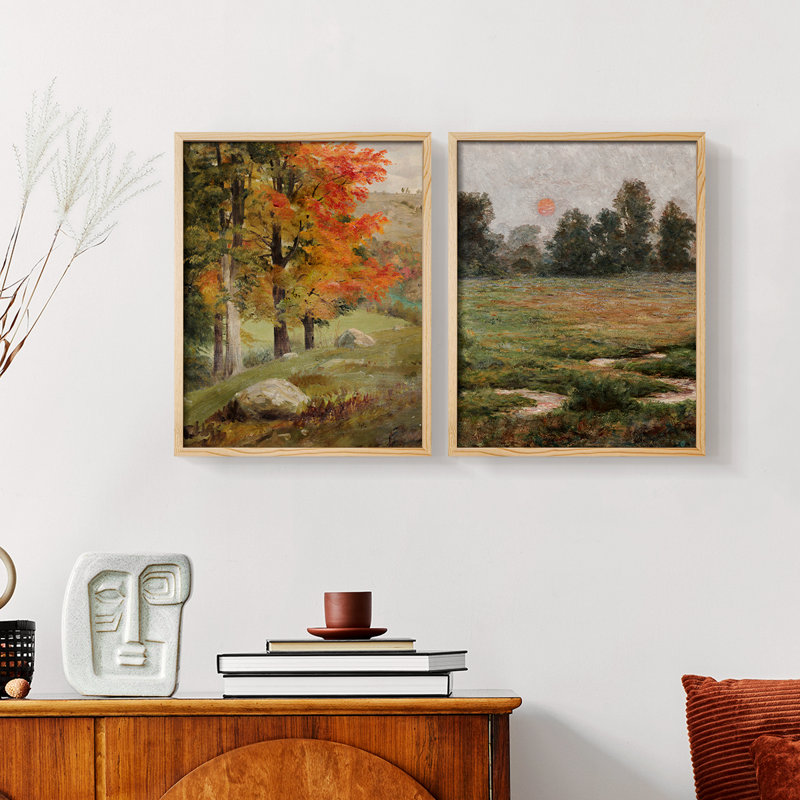 «Vintage Landscape XLVII», impression giclée sur cadre - ensemble de 2, Naturel, H 23 po x l 58 po