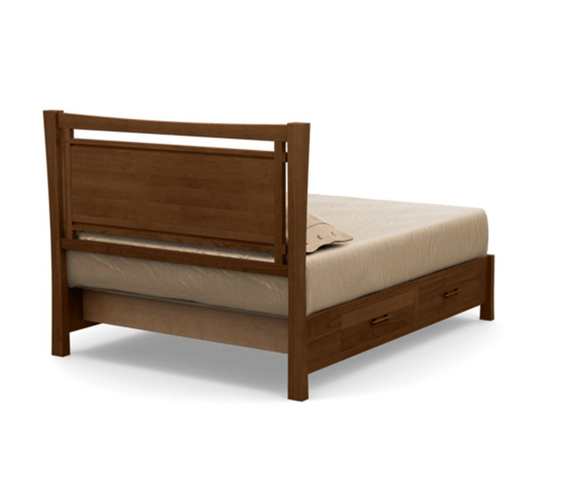 Monterey Solid Wood Storage Bed, Full, Saddle Cherry, Ebony Leather