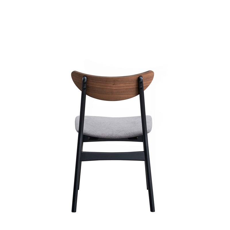 Ensemble de 2 chaises d'appoint en lin gris, noyer et finition noire