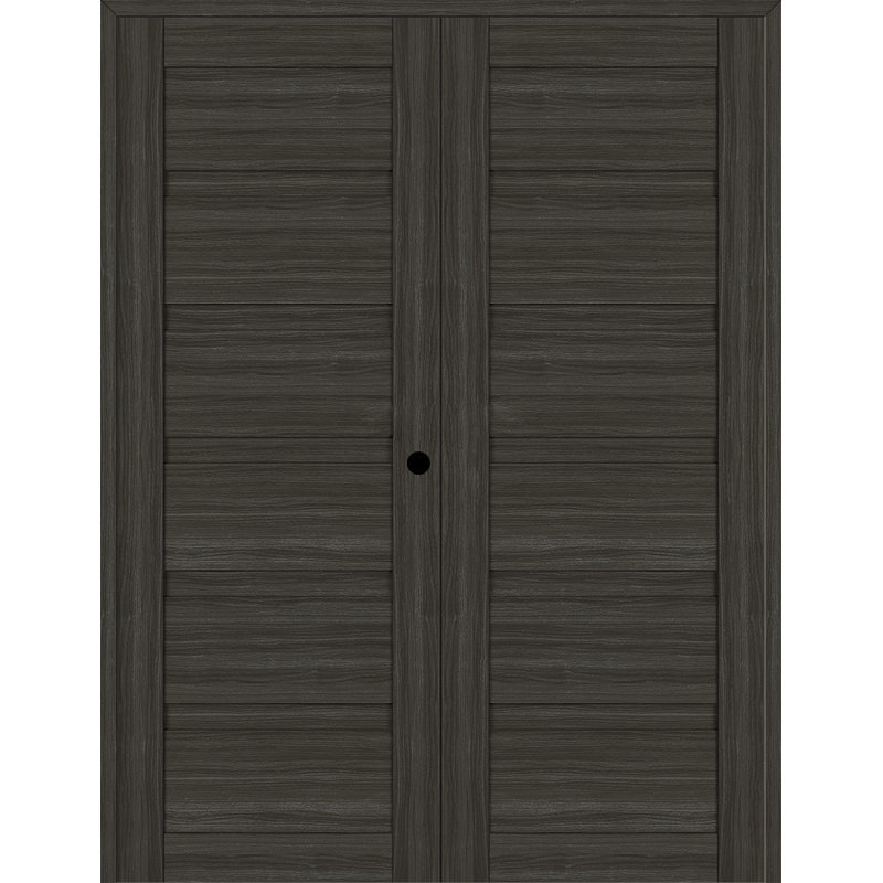 Porte standard en bois manufacturé massif lambrissé Louver, Gris, 23,875 po x 79,375 po