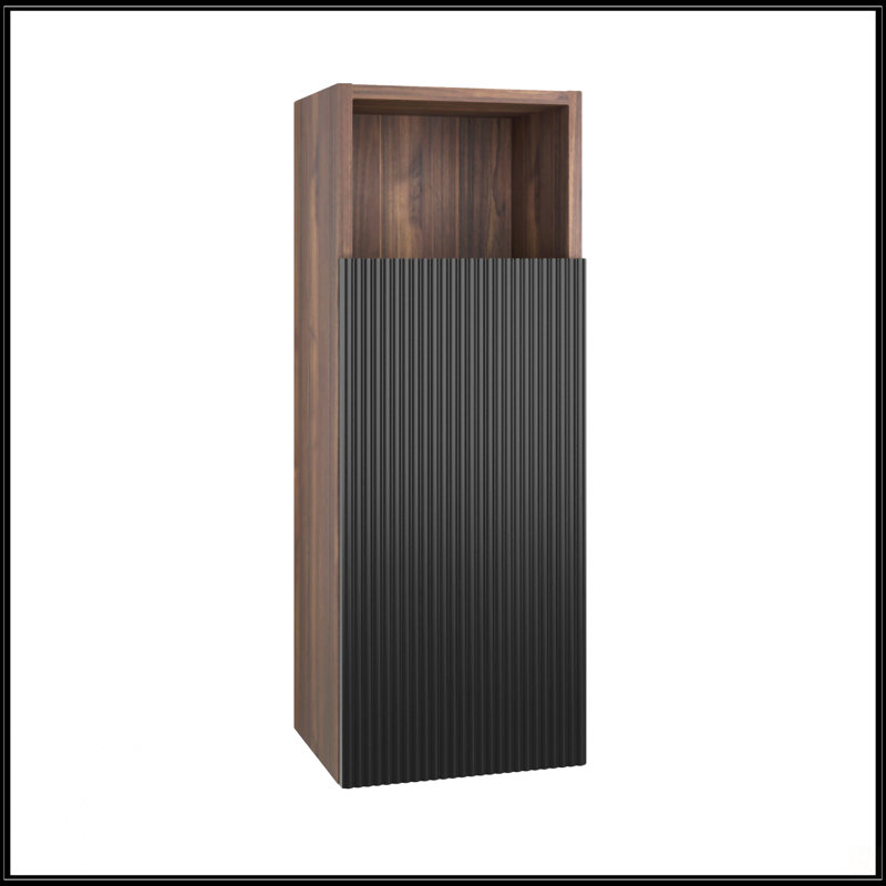 Armoire d'appoint flottante noire et noyer