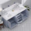 Meuble-lavabo double 84 po X P 22 po D, plateau en quartz blanc et ensemble de robinet-25486104