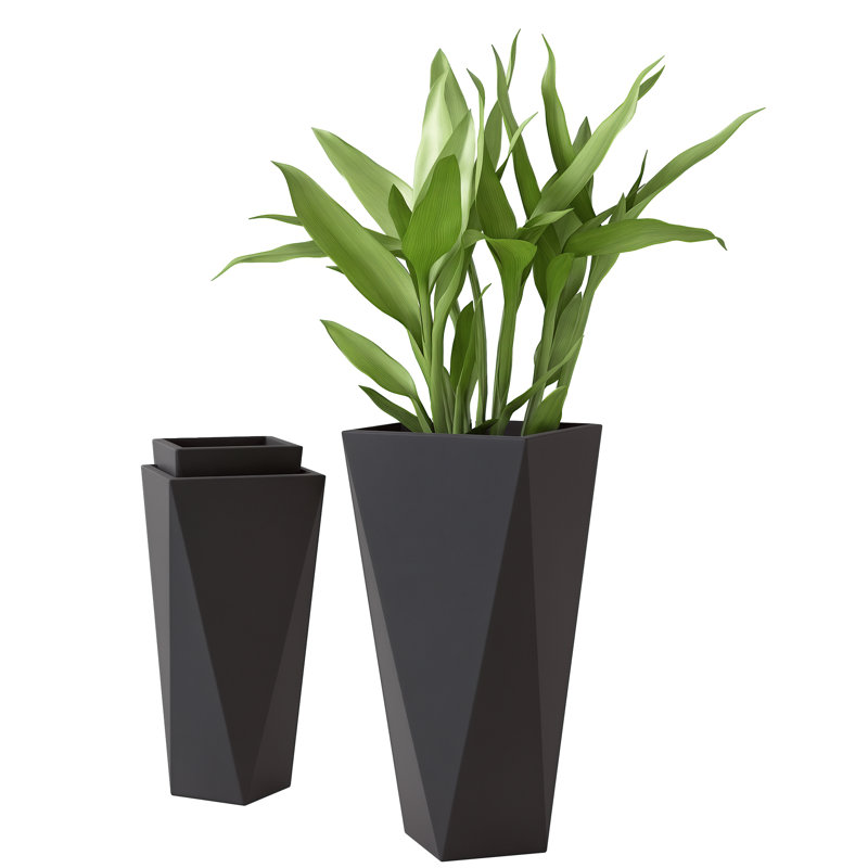 Pot à fleurs en métal, Noir, noir, noir, noir, H 28,75 po x l 24,5 po x P 20,5 po