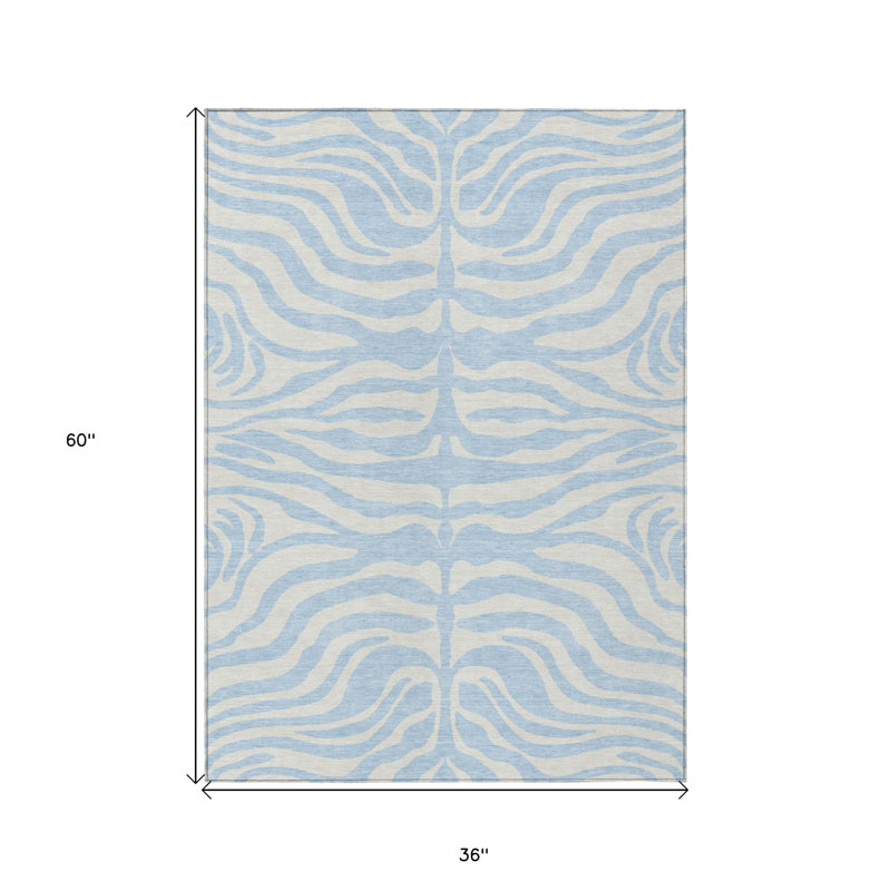 Tapis intérieur lavable à imprimé animal 3 pi x 5 pi bleu ciel