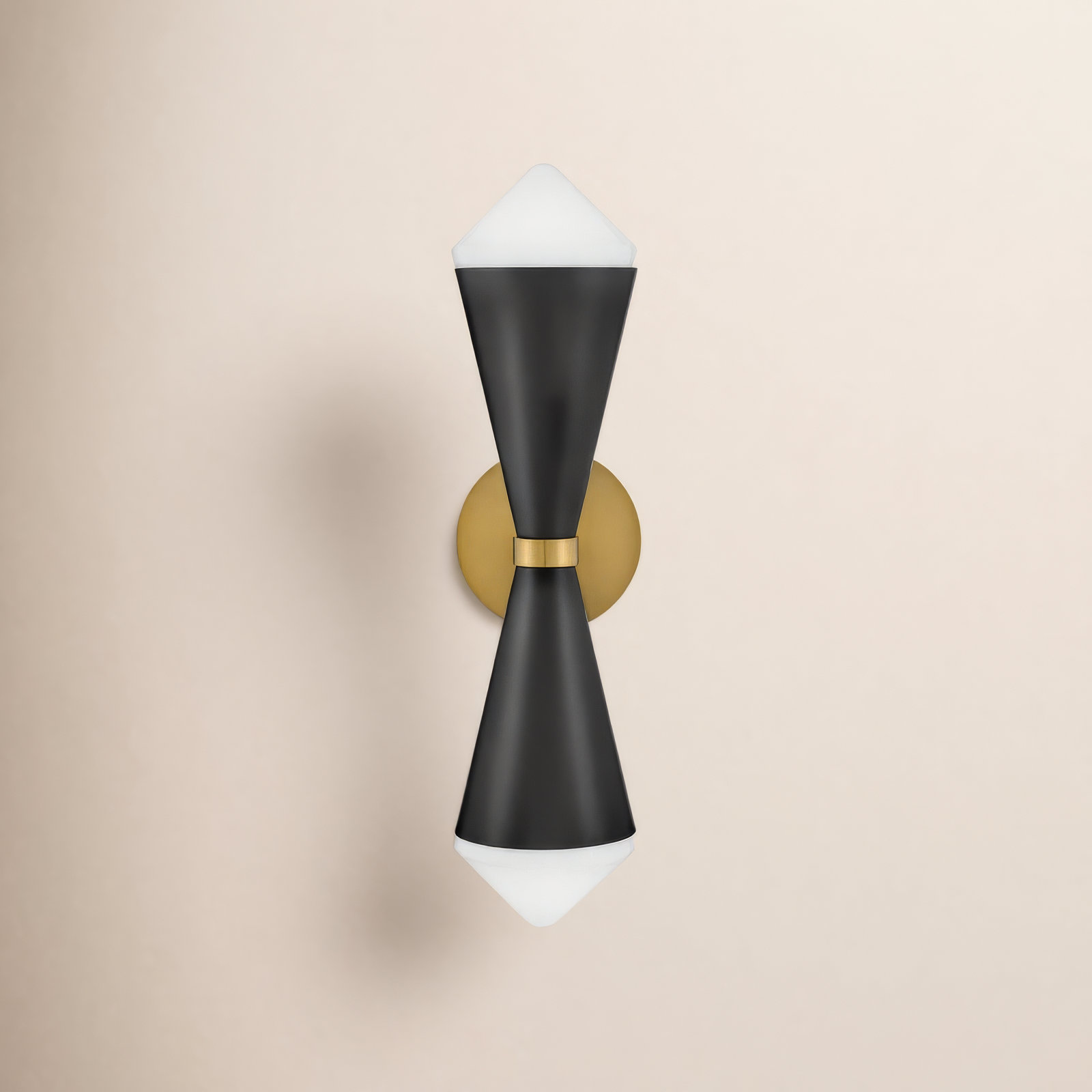 2 Light Dimmable Armed Sconce, Black