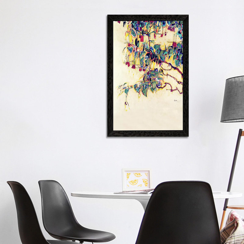 Sun Tree by Egon Schiele - Painting on Canvas, 66.04 cm H x 45.72 cm W x 1.91 cm D, Black Framed