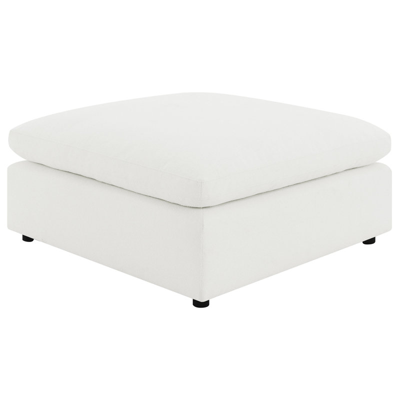 Ivory Fabric Six-Piece Modular Sectional Sofa with Ottoman