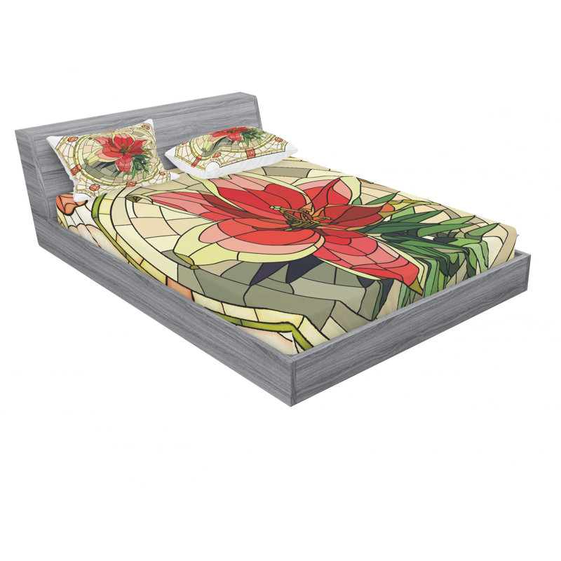 Ensemble de draps à motif floral, Ensemble de drap pour grand lit avec drap-housse