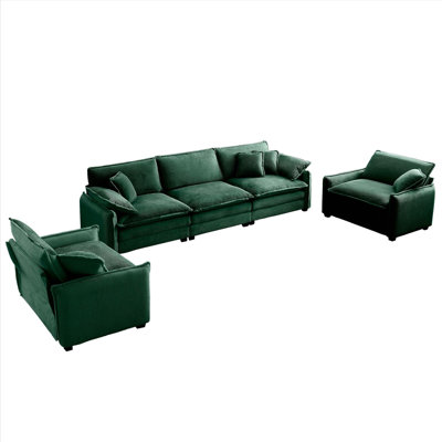 Luxurious Corduroy Sofa Set With Plush Cushions And Pillows For Ultimate Comfort by Hokku Designs
