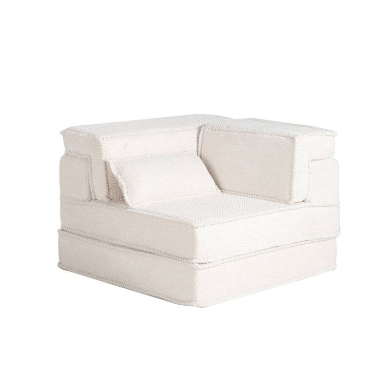 Compression Mahjong Sofa,Convertible Floor Sofa Bed,DIY Boneless Modular Sectional Sofa,No Assembly Required,Circle Fleece Fabric,Modern Oversized Loveseat,White