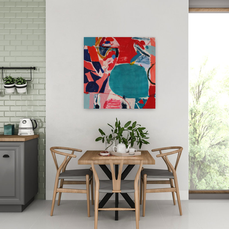 Art contemporain abstrait coloré, H 32 po x l 32 po