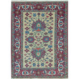 Hand-Knotted High-Quality Ivory and Wine Area Rug