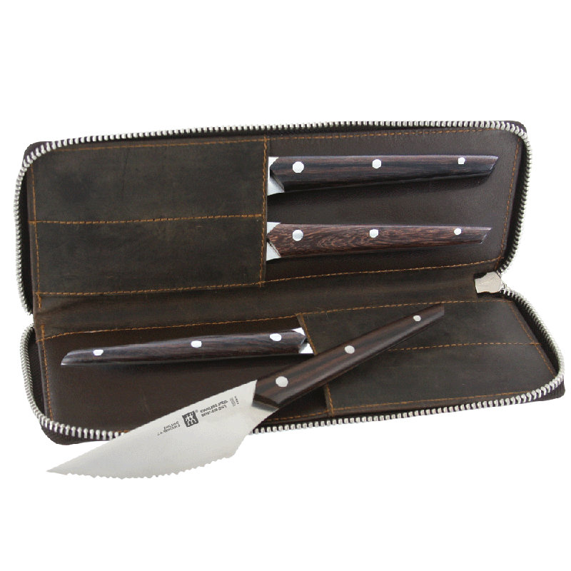 Ensemble de 4 couteaux à steak avec étui en cuir Zwilling Gentlemen's