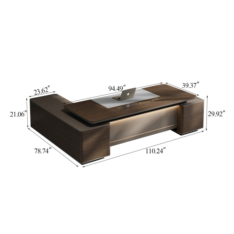 Bureau de direction en L 110,24 po, 29.92" H x 110.24" W x 78.74" D