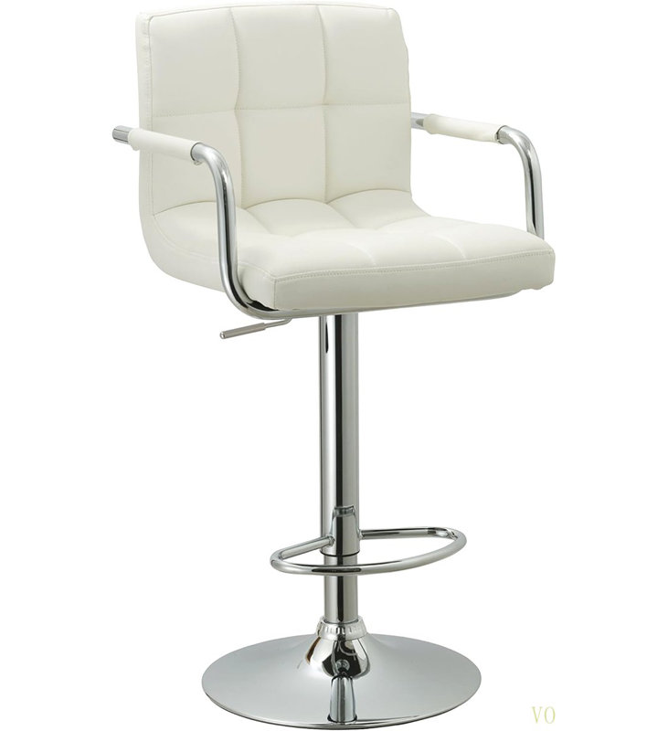 Tabouret de bar contemporain à accoudoirs pivotants avec coussin, Blanc