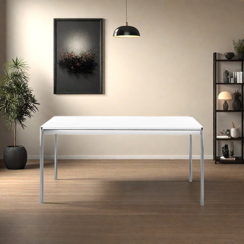 Bureau d'écriture moderne Modern Minimalist, H 28,93 po x l 62,99 po x P 31,49 po, Blanc