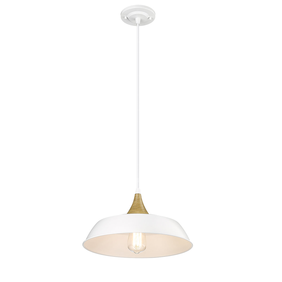 Elisabet Single Light Metal Dimmable Pendant, White