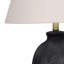 Lampe de table - 24 po de hauteur, matériau en céramique noire, ivoire et abat-jour crème