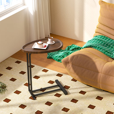 Krystof C-Shaped Wood Side Table
