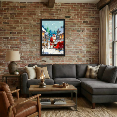 Christmas Santa Claus With Reindeer And Sleigh