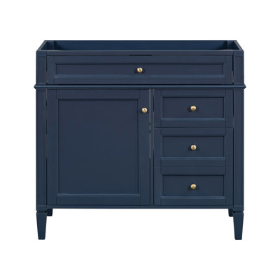 Armoire de salle de bain 36 po - Bois massif, 2 tiroirs, tiroir coulissant et un look pour votre meuble-lavabo en bois avec structure de finition