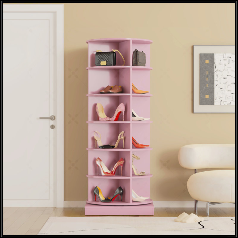 Armoire à chaussures 360 360 °, H 23,62 po x l 56,14 po x P 23,62 po, Rose
