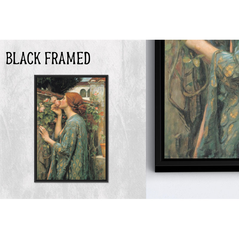 «Enchanted Lady», reproduction d'art sur toile pré-raphaélite par Waterhouse, 1P BlackFramedCanves