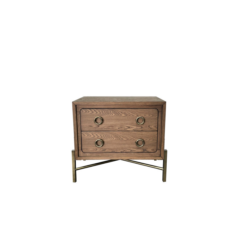 2 Drawer Nightstand With , Modern Latte Finish, Solid Wood + Charging Drawers, , , Exquisite
