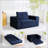 Compression Human Dog Sofa Bed For Adults & Pets, Modern Floor Couch With Pillow, Corduroy Fabric, No Assembly, Dark Blue