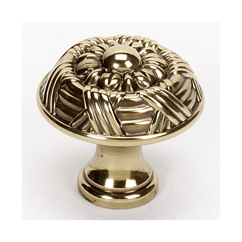 Ribbon And Reed Mushroom Knob, Polished Antique