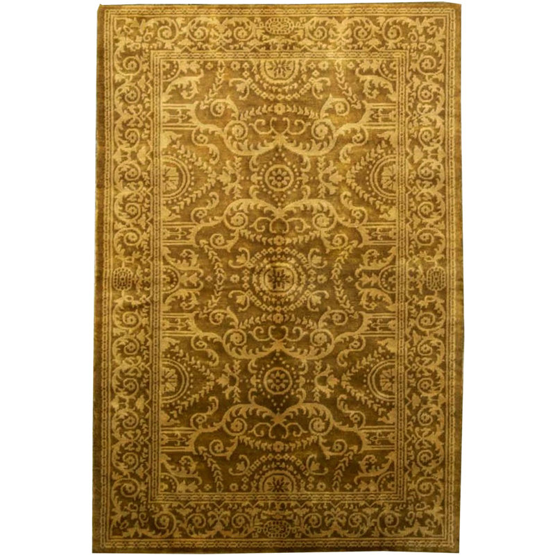 Tapis doré et doré de haute qualité noué à la main
