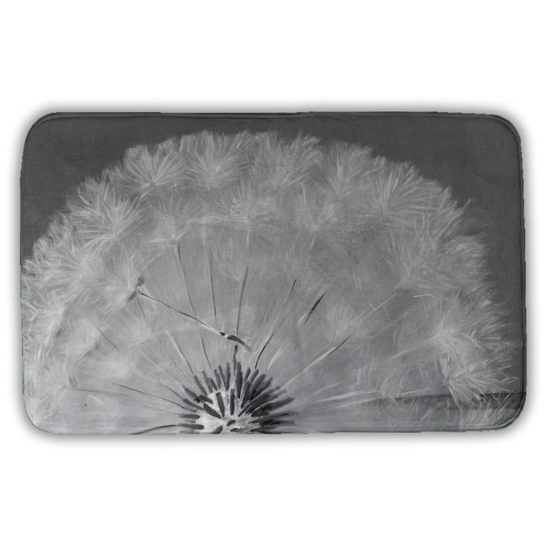 Dandelion puff ball Bath Mat with Non-Slip Backing - Quick Dry Memory Foam Bathroom Rug - Absorbent - Modern Plush Spa-Style - Machine Washable